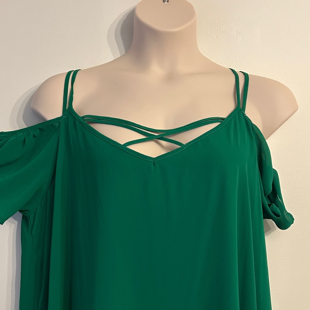 2x Green Off-Shoulder plus size Dress spring - Picture 2 of 3